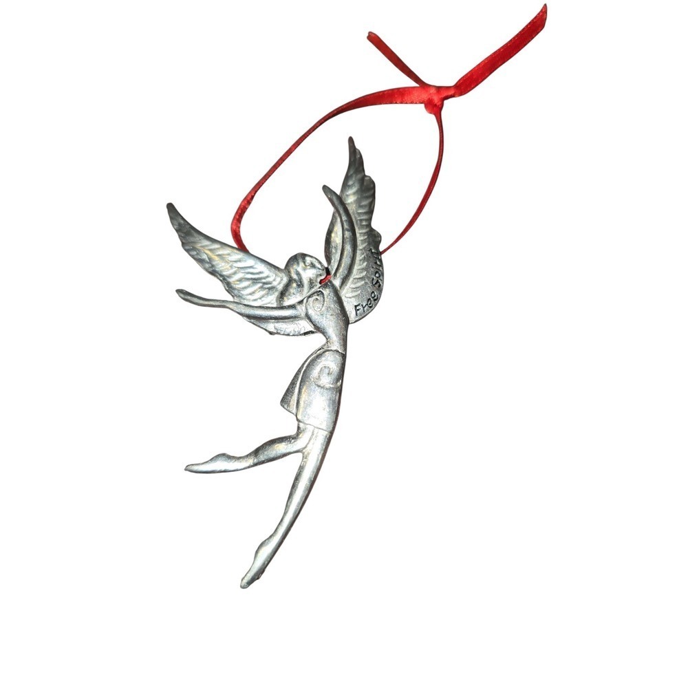 Silver Tone Angel Ornament Flying Fairy  Brooch Free‎ Spirit
